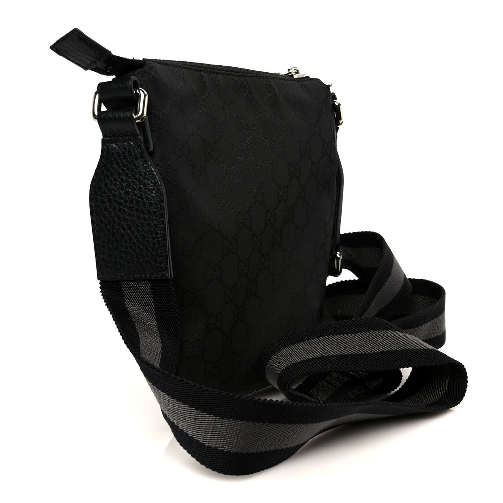 Nylon Monogram Mini Flat Messenger Bag Black