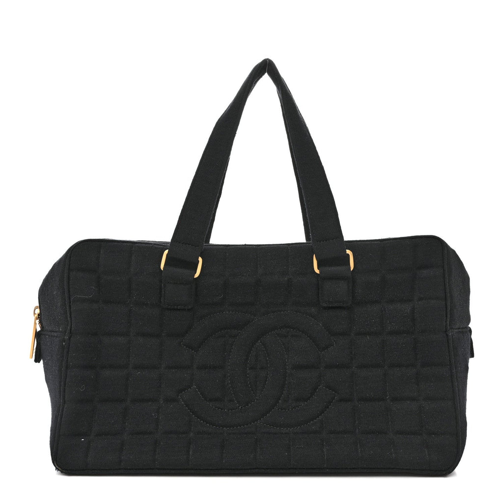 Jersey Square Quilted Bowler Black