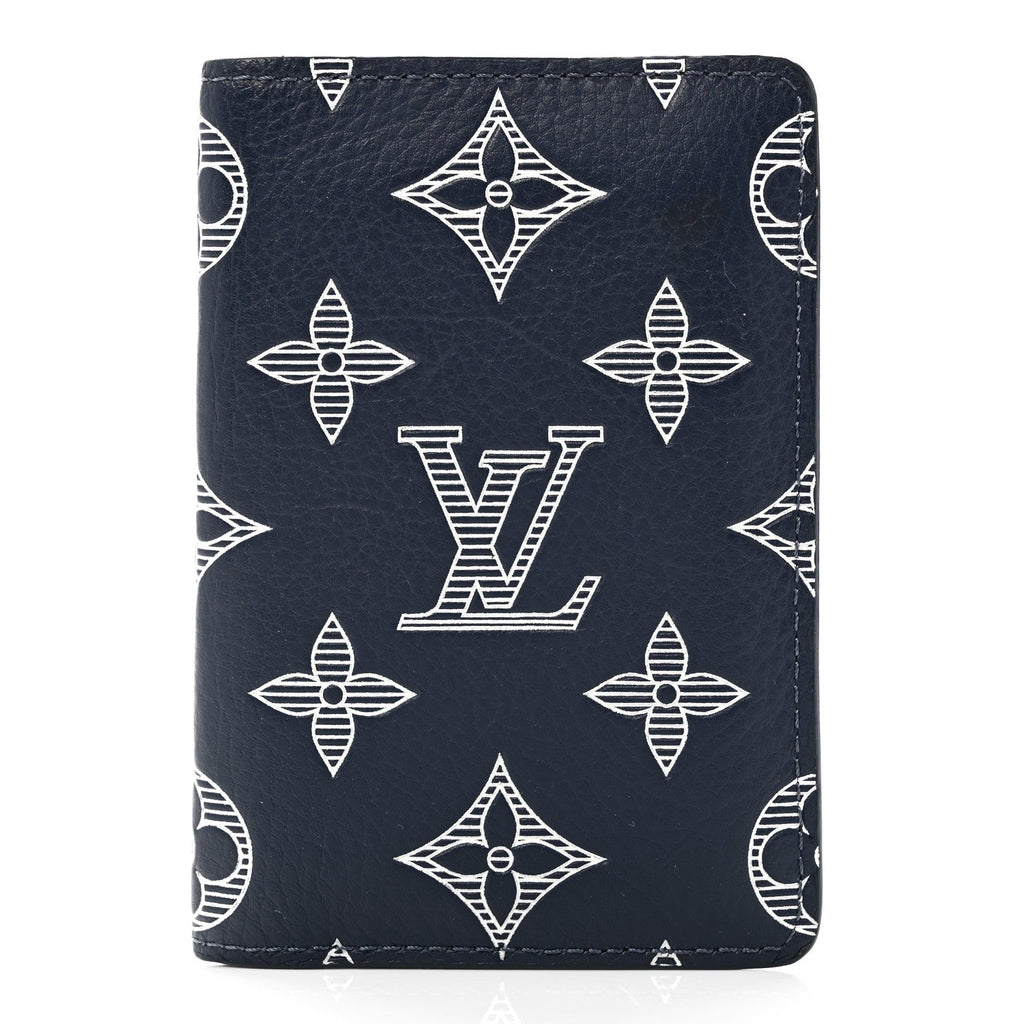 Calfskin Monogram Shadow Pocket Organizer Navy Blue White