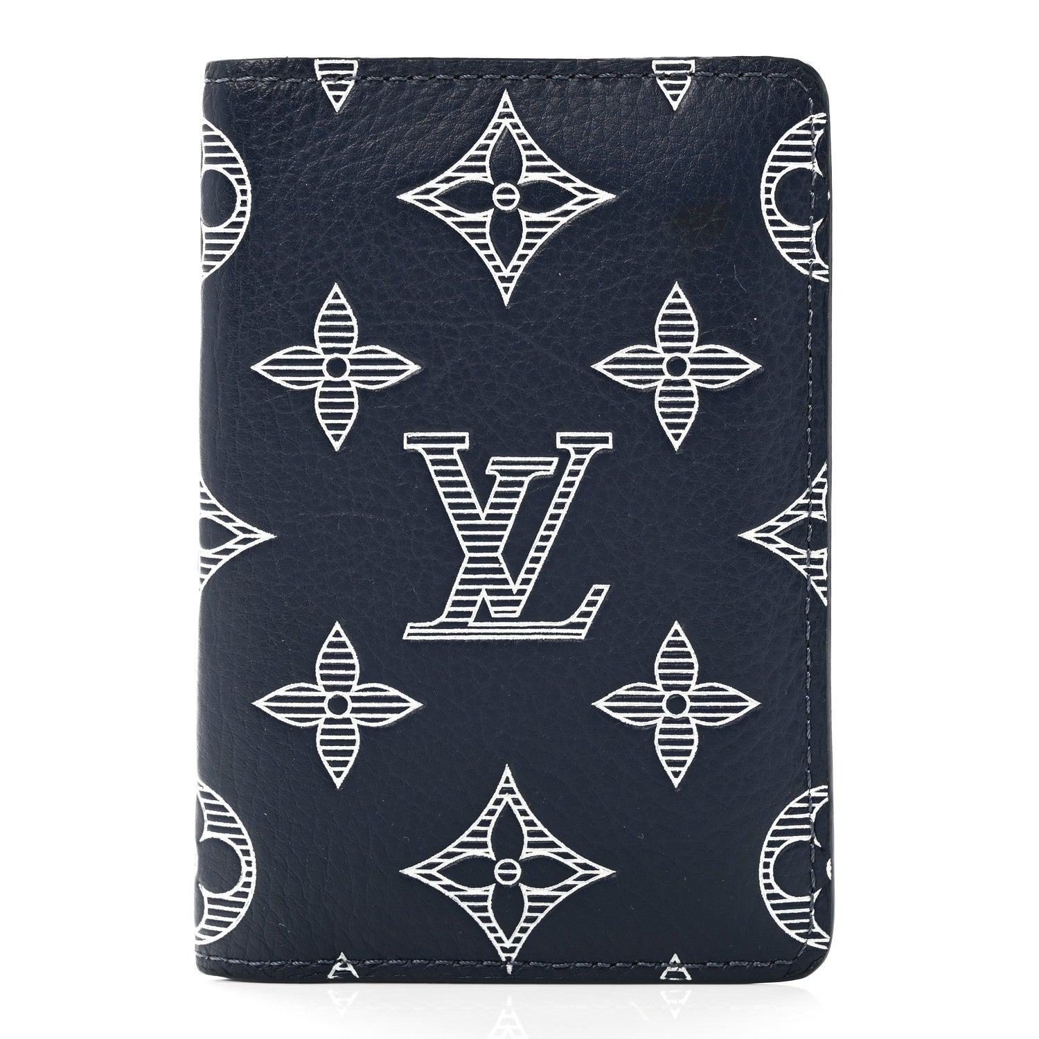 Calfskin Monogram Shadow Pocket Organizer Navy Blue White