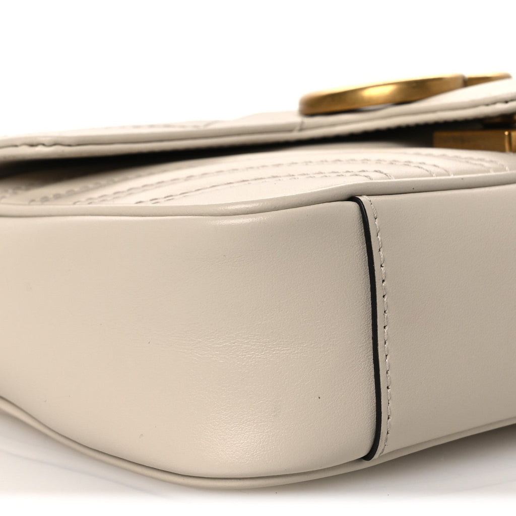 Calfskin Matelasse Mini GG Marmont Shoulder Bag White