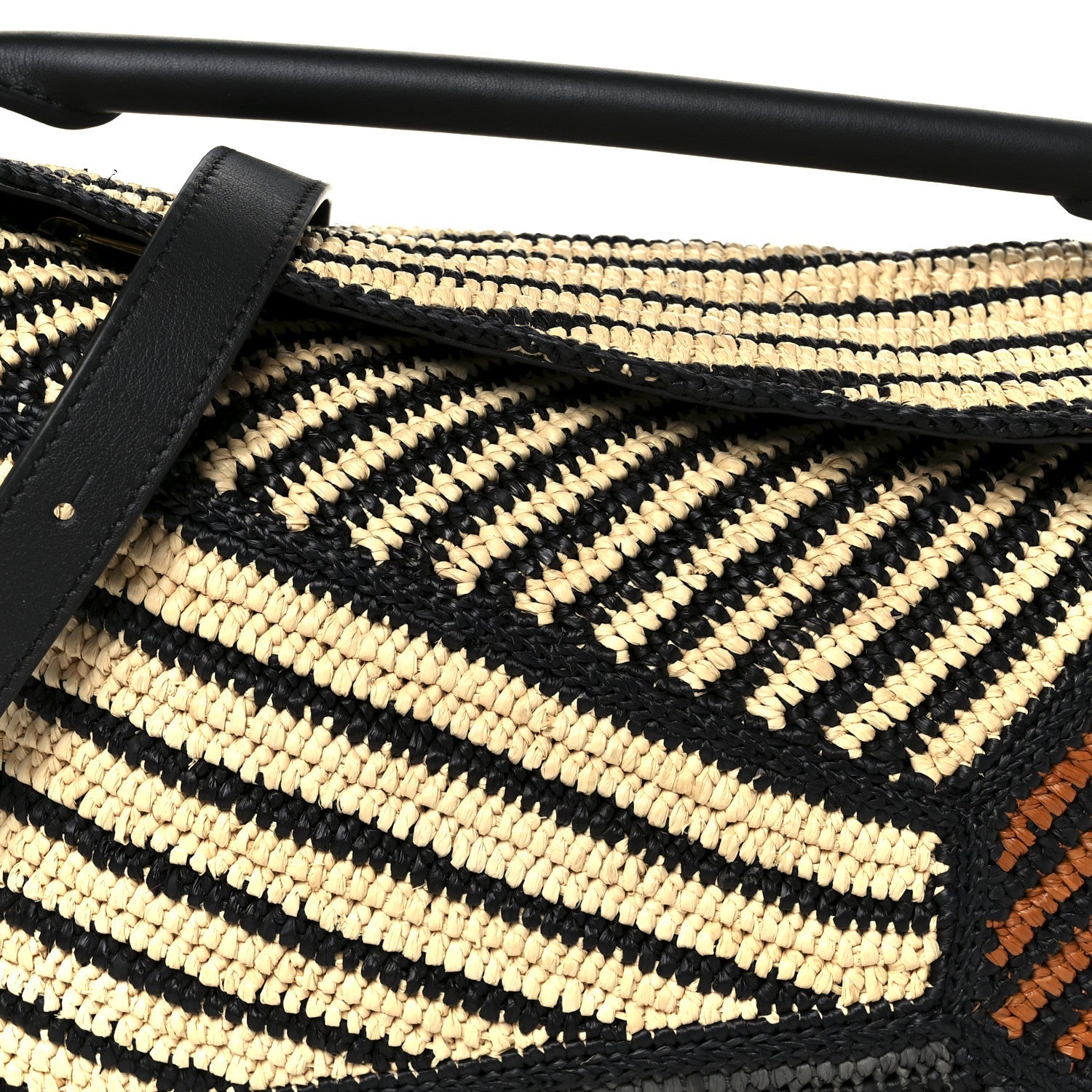 Calfskin Raffia Paula's Ibiza Small Puzzle Edge Bag Natural Honey Gold