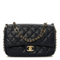 Caviar Quilted Small CC You Flap Navy