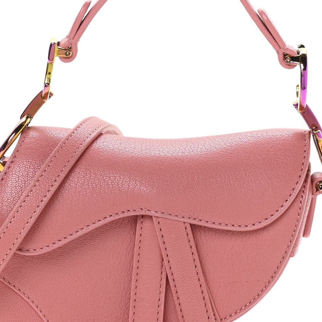 Goatskin Micro Saddle Bag With Strap Coral Powder