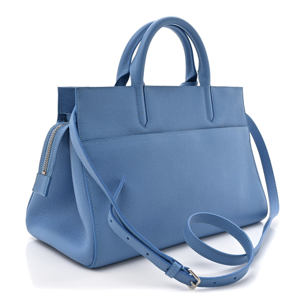 Grained Calfskin Small Rive Gauche Cabas Blue Clair
