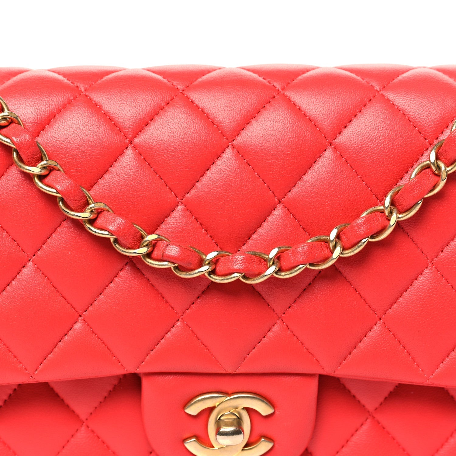 Lambskin Quilted Medium Double Flap Dark Pink