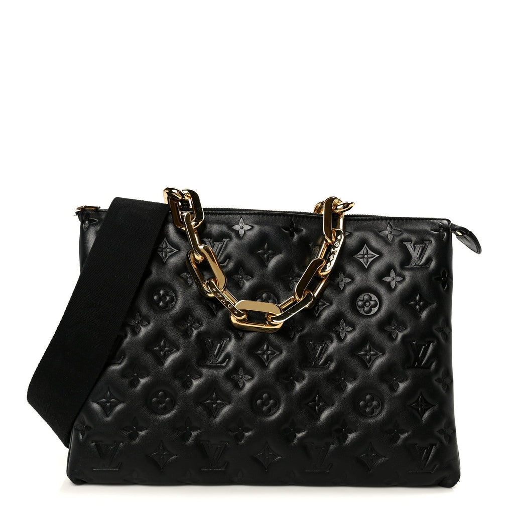 Lambskin Embossed Monogram Coussin MM Black