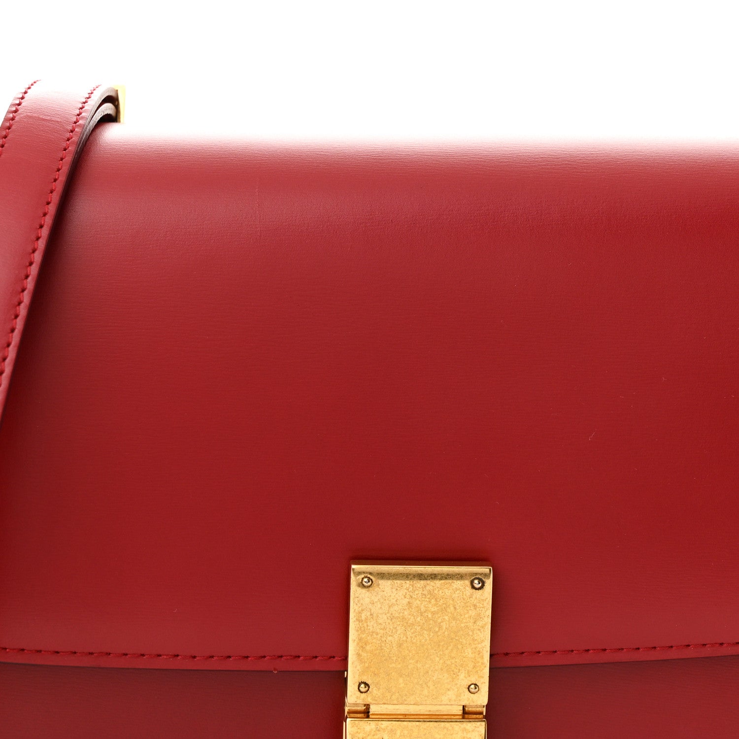 Box Calfskin Medium Classic Box Flap Bag Red