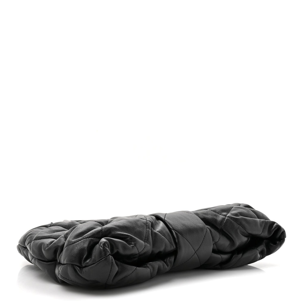 Lambskin Quilted Bow Bag Black
