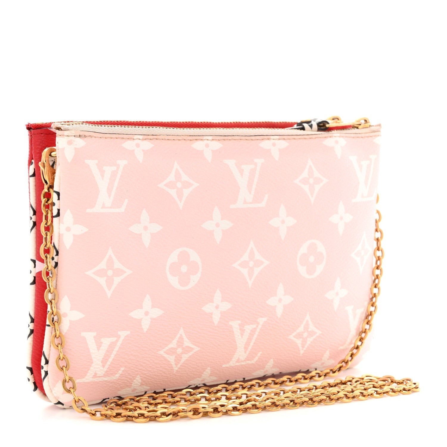 Monogram Giant Double Zip Pochette Rouge