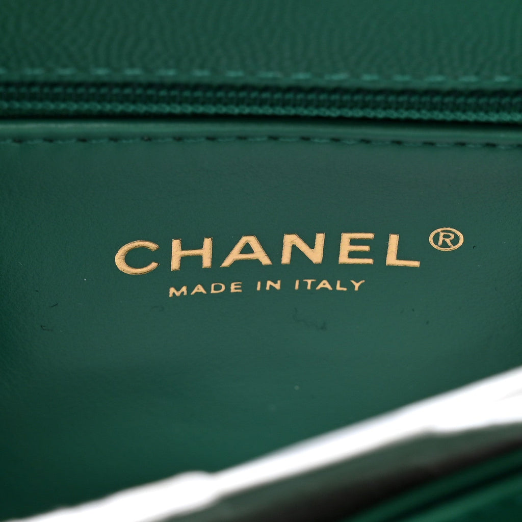 Caviar Quilted Mini Coco Handle Flap Green