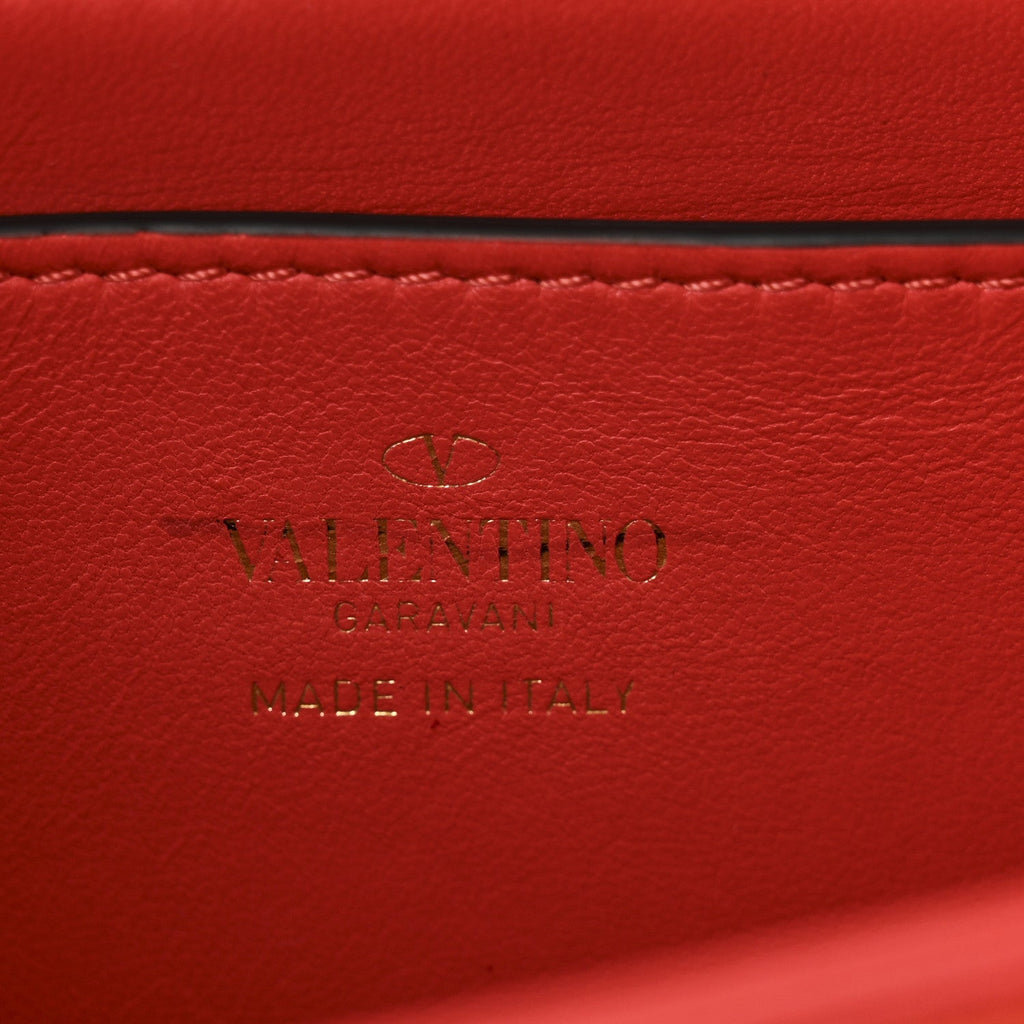 Nappa Beaded One Stud Chain Clutch Red