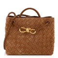 Suede Intrecciato Small Andiamo Shoulder Bag Amber