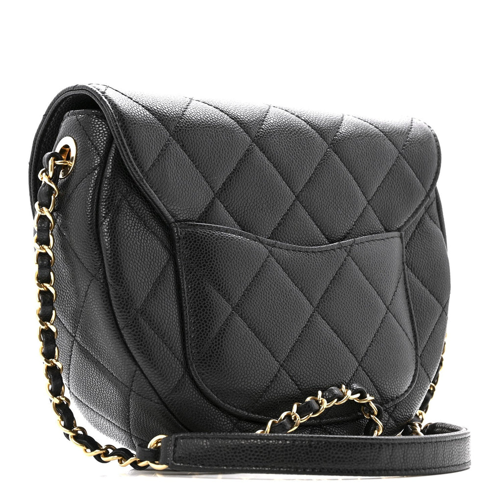Caviar Quilted Small Messenger Flap Black