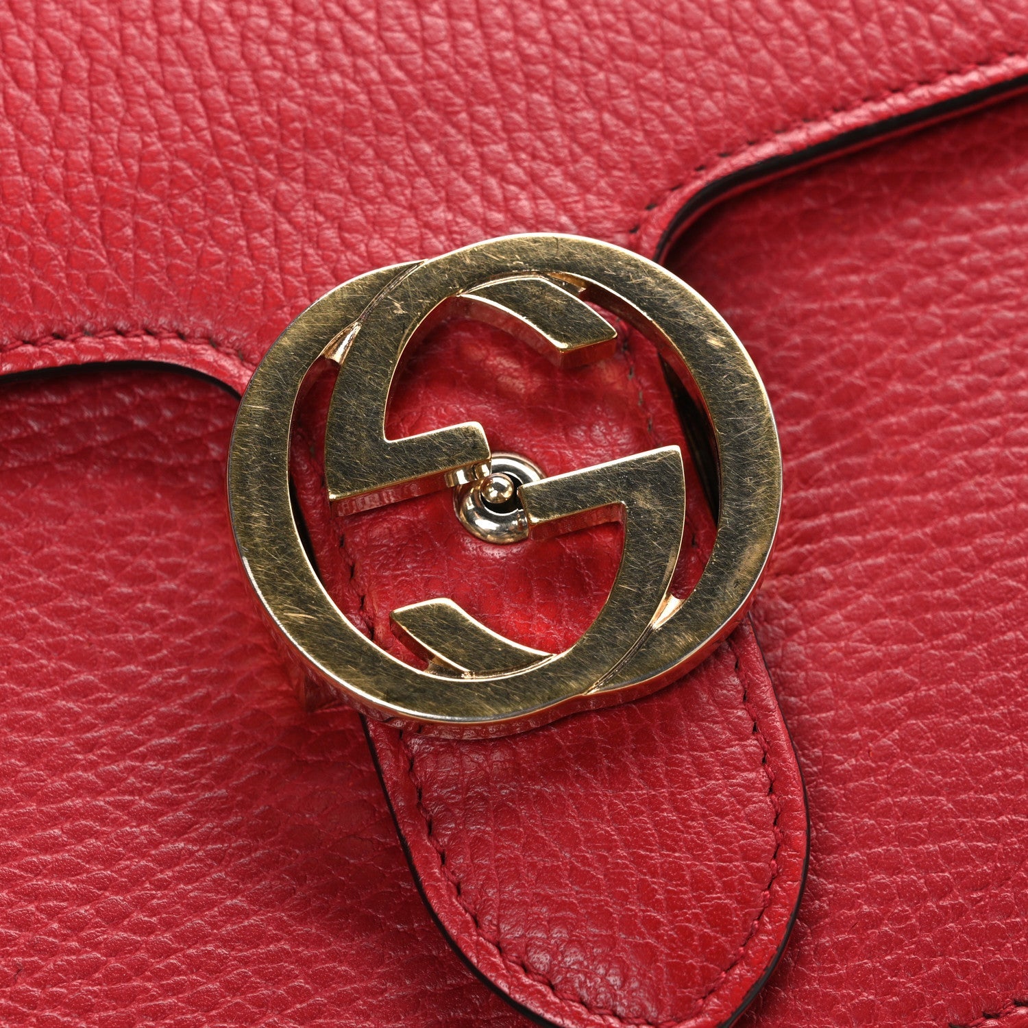 Dollar Calfskin Small Interlocking G Shoulder Bag Red