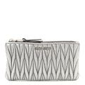 Metallic Nappa Matelasse Quilted Zip Wallet Silver