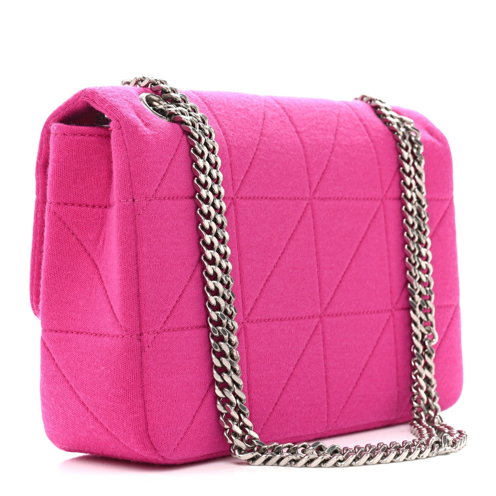 Jersey Wool Patchwork Monogram Medium Jamie Baguette Magenta