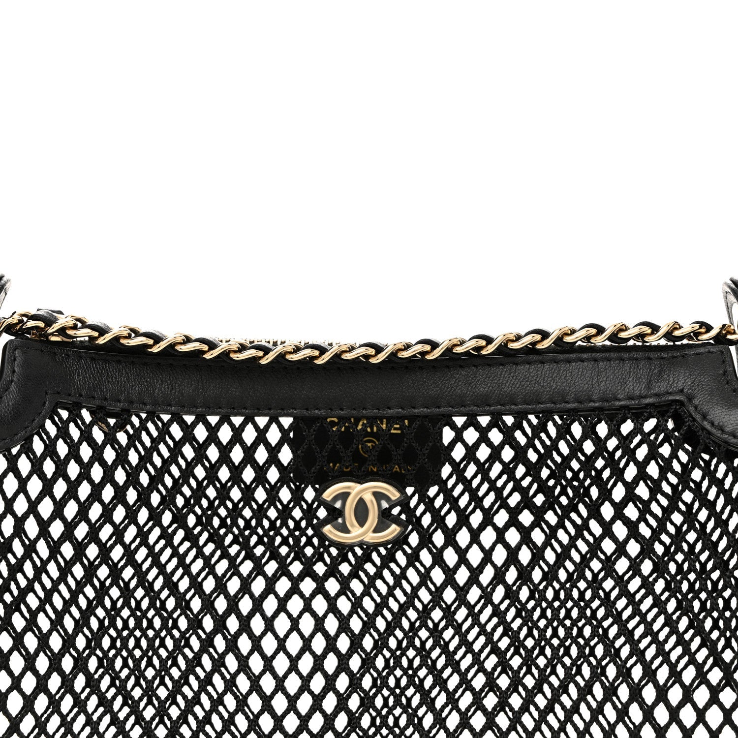 Mesh Shiny Lambskin Clutch With Chain Black