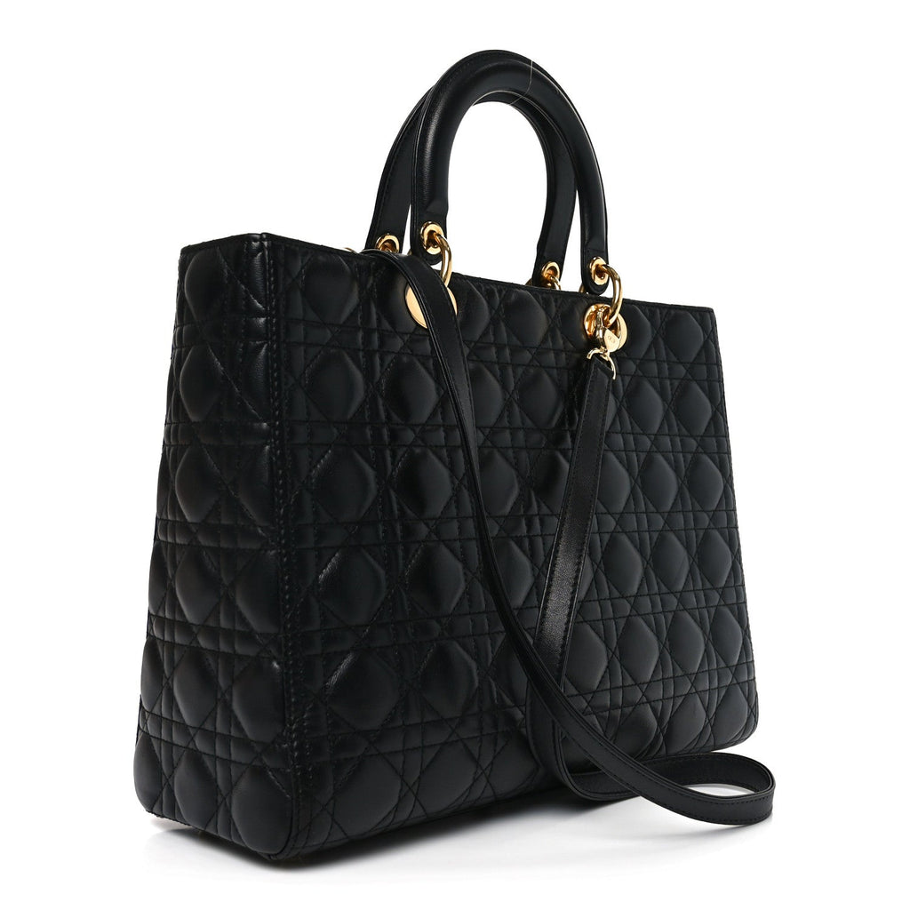 Lambskin Cannage Large Lady Dior Black