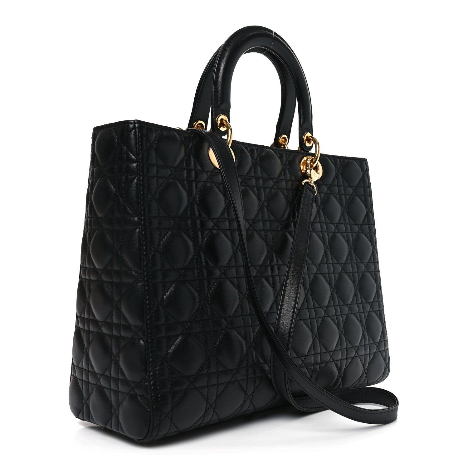 Lambskin Cannage Large Lady Dior Black