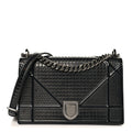 Metallic Patent Micro-Cannage Medium Diorama Flap Bag Onyx Black
