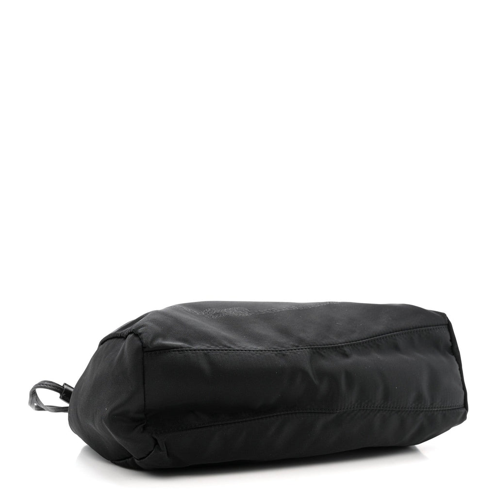 Tessuto Nylon Jacquard Logo Drawstring Tote Black