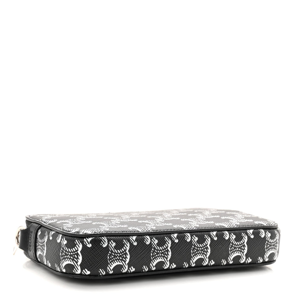 Triomphe Canvas Horizontal Pouch Silver Black