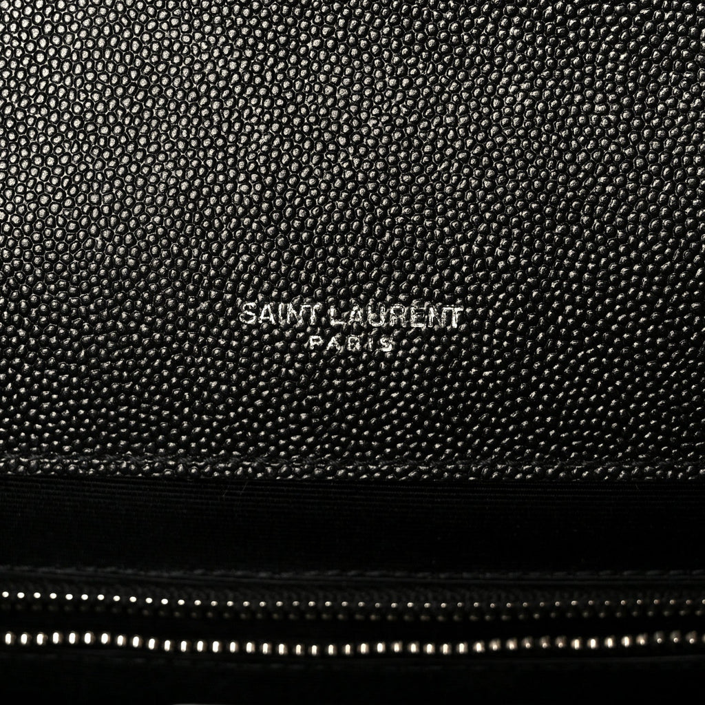 Grain De Poudre Textured Mixed Matelasse Large Triquilt Monogram Satchel Black