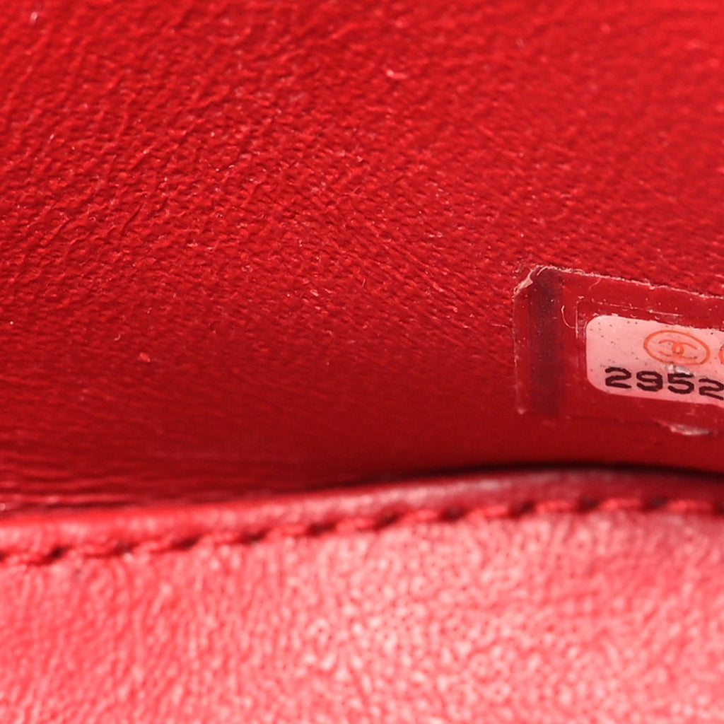 Lambskin Quilted Trendy Vanity Case Red