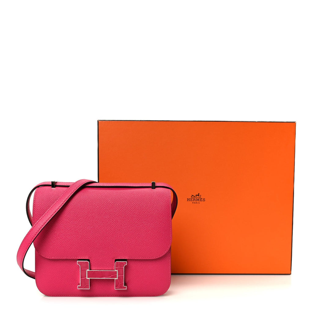 Epsom Shiny Alligator Constance 18 Rose Mexico