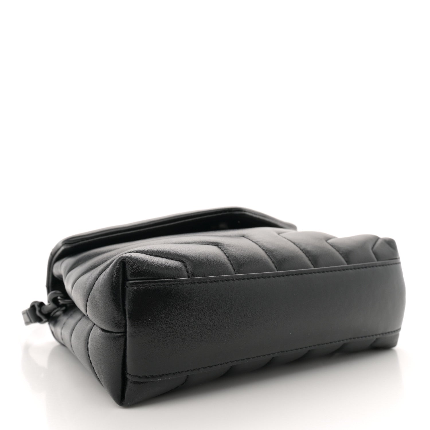 Calfskin Y Quilted Monogram Monochrome Toy Loulou Crossbody Bag Black