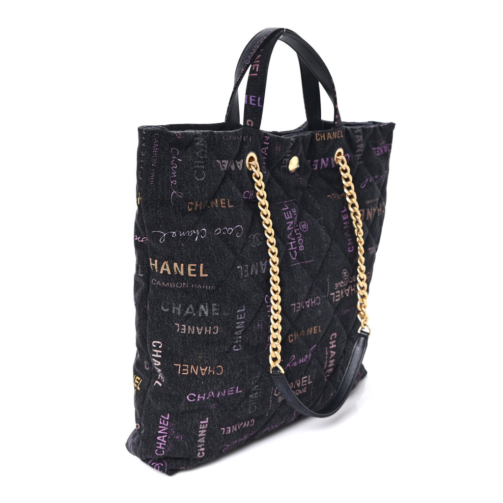 Denim Quilted Denim Mood Maxi Shopping Bag Black Multicolor
