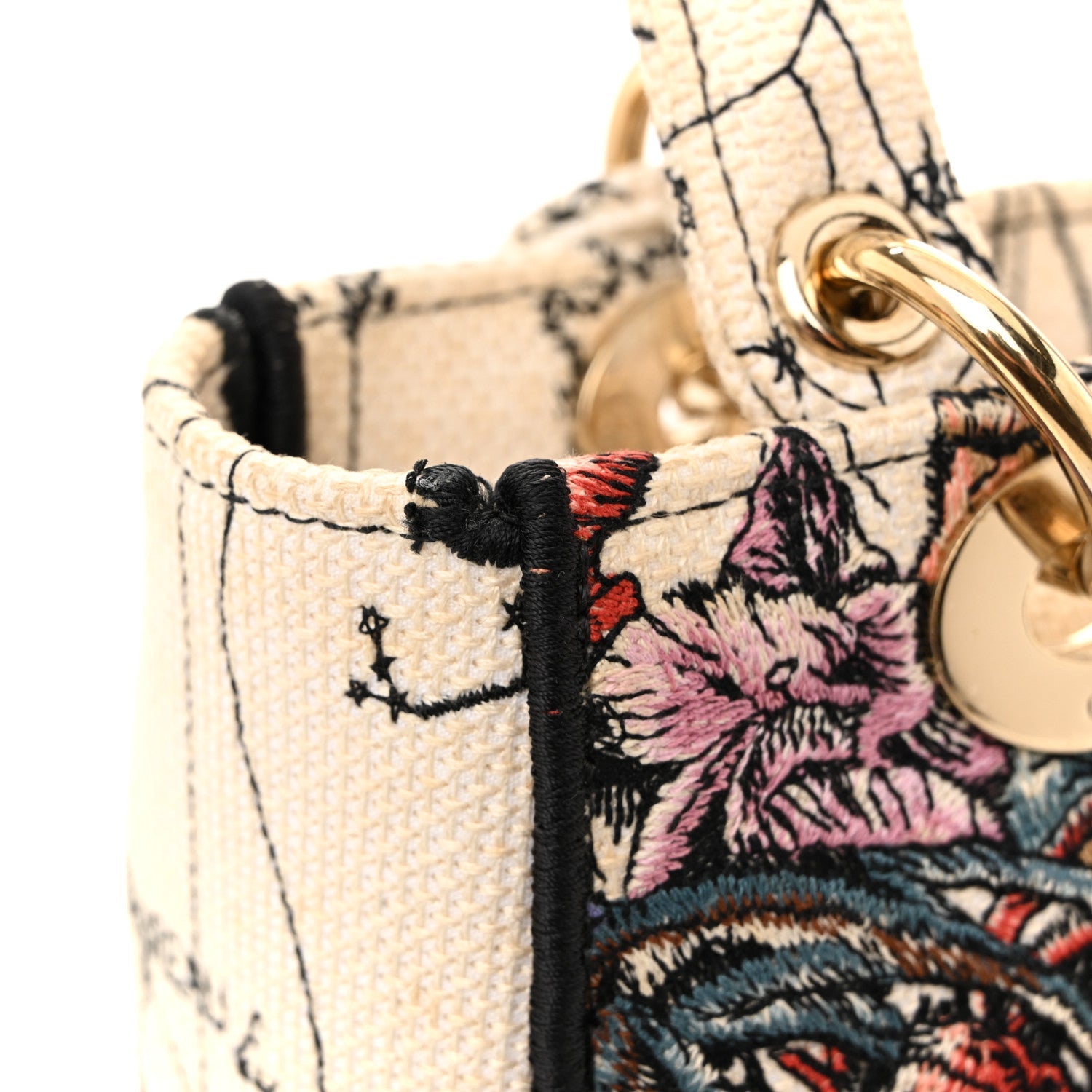 Canvas Constellation Embroidered Medium Lady D-Lite Latte Multicolor
