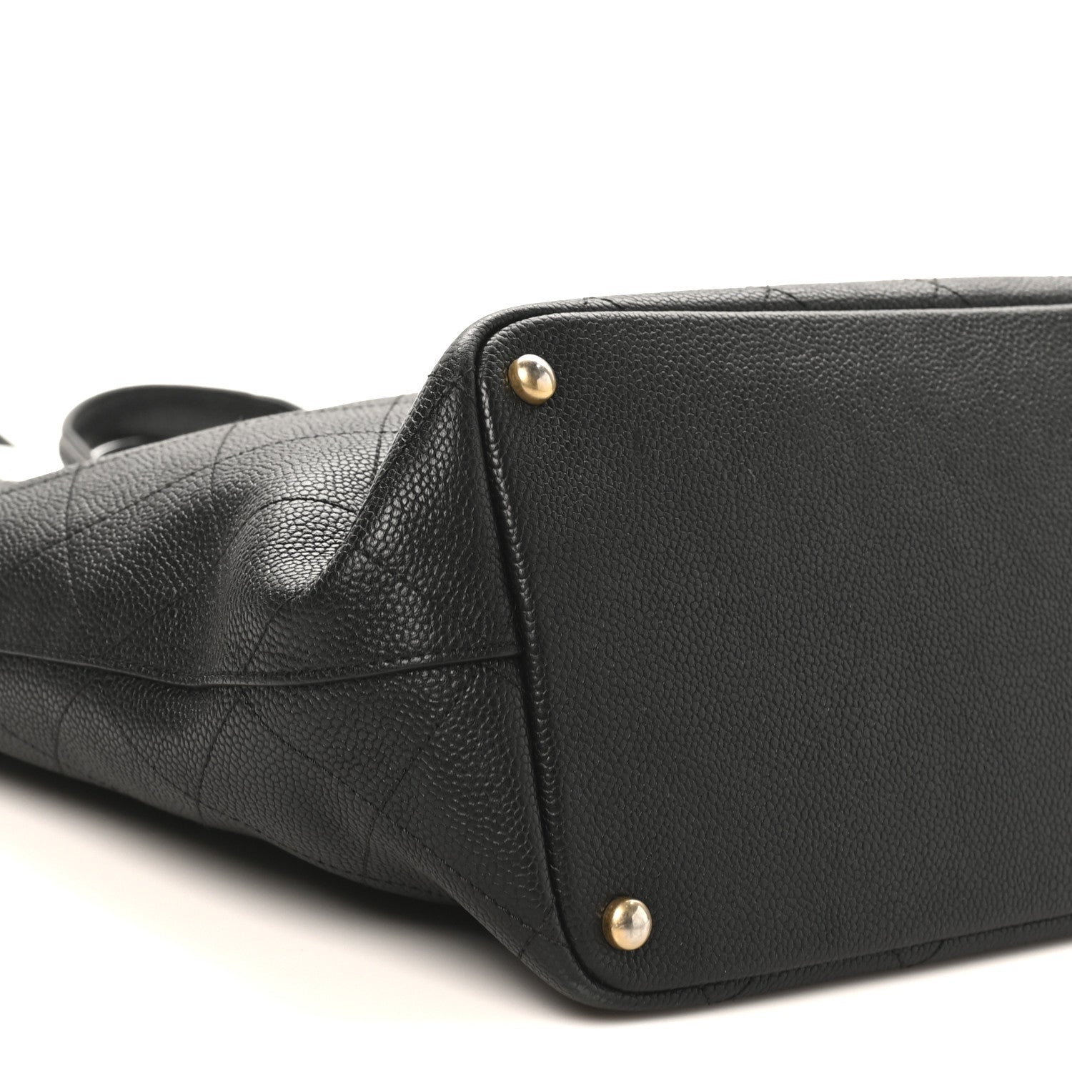 Caviar Quilted Grommet Embellished Piercing Chic Tote Bag Black