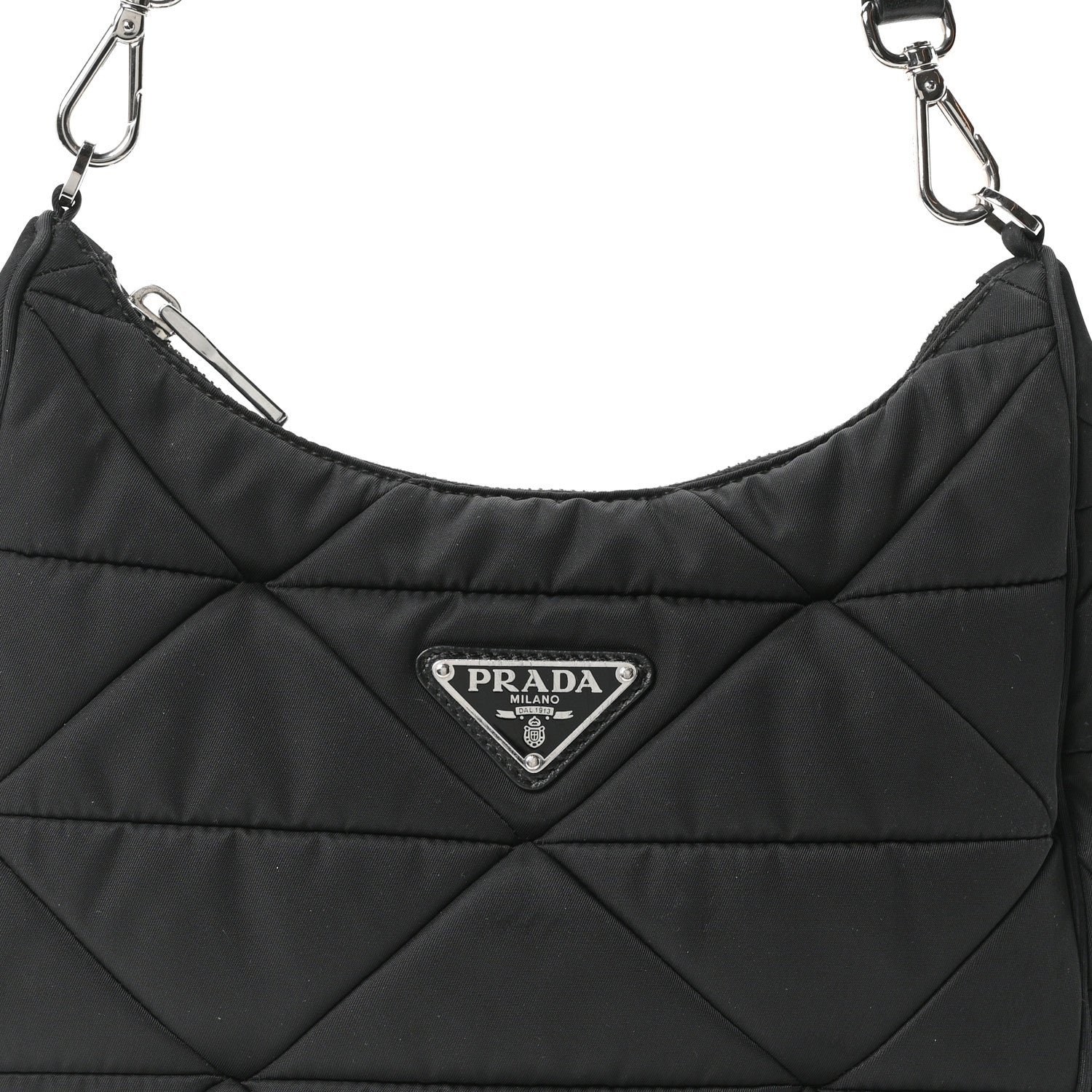 Re-Nylon Triangle Padded Patchwork Shoulder Bag Black