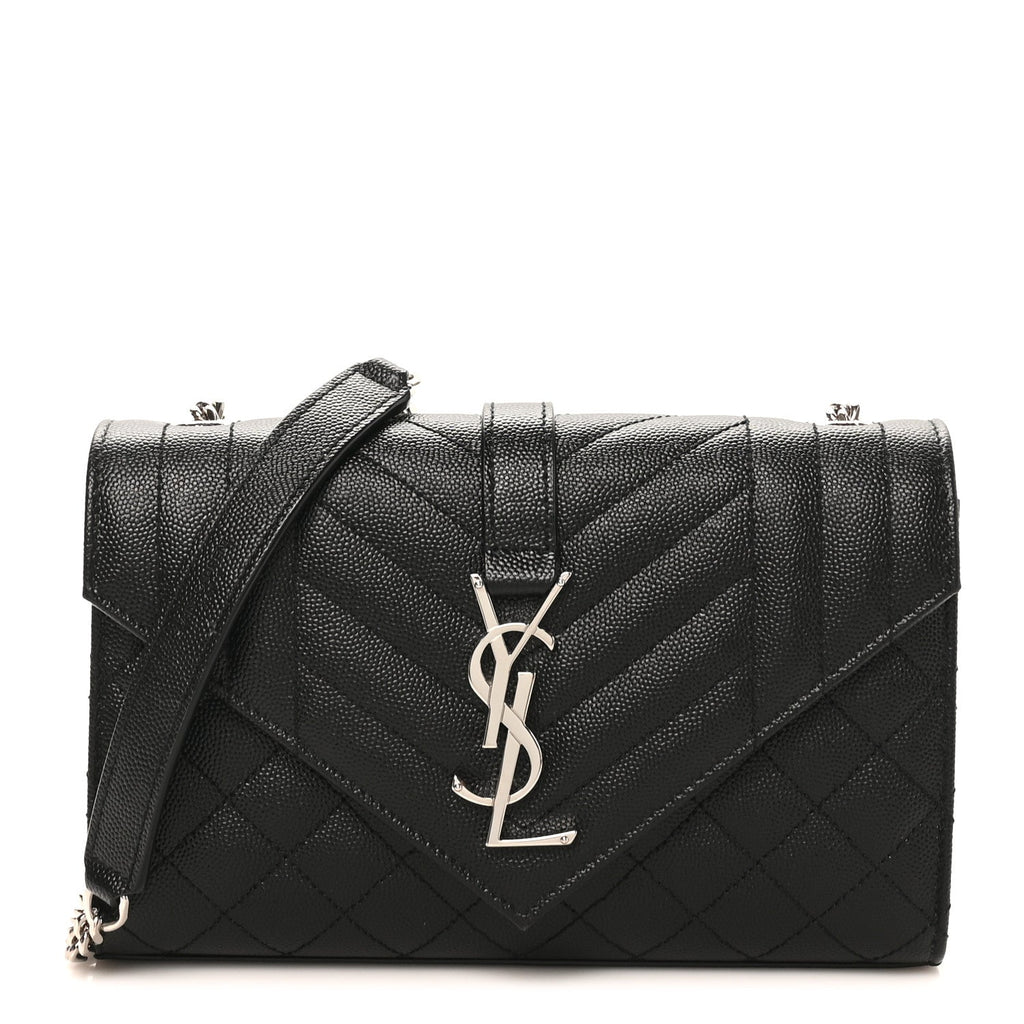 Grain De Poudre Textured Mixed Matelasse Triquilt Small Monogram Satchel Black