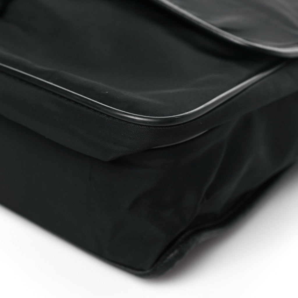 Tessuto Nylon Saffiano Single Snap Buckle Flap Messenger Bag Black