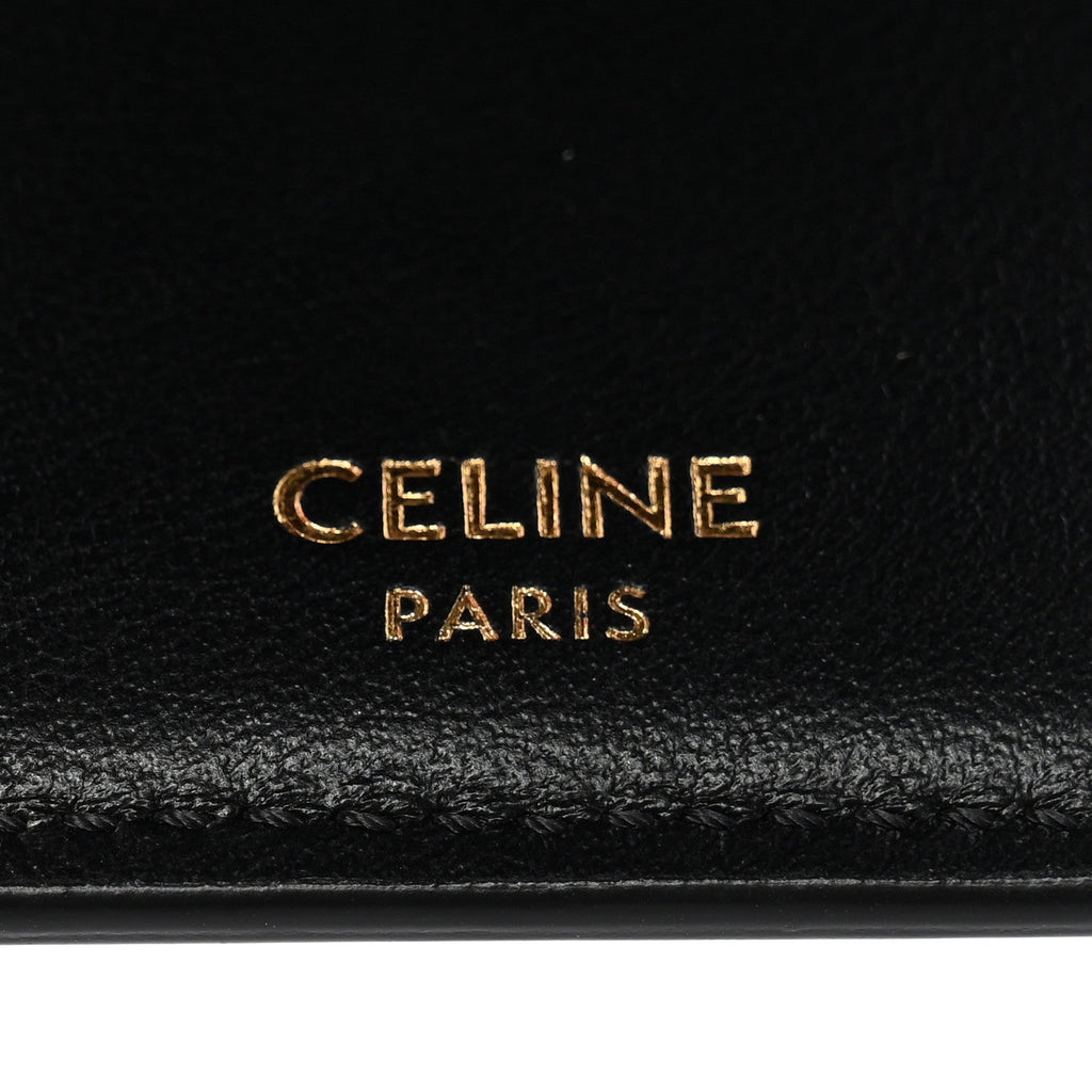 Satinated Calfskin 16 Small Tri-Fold Wallet Black