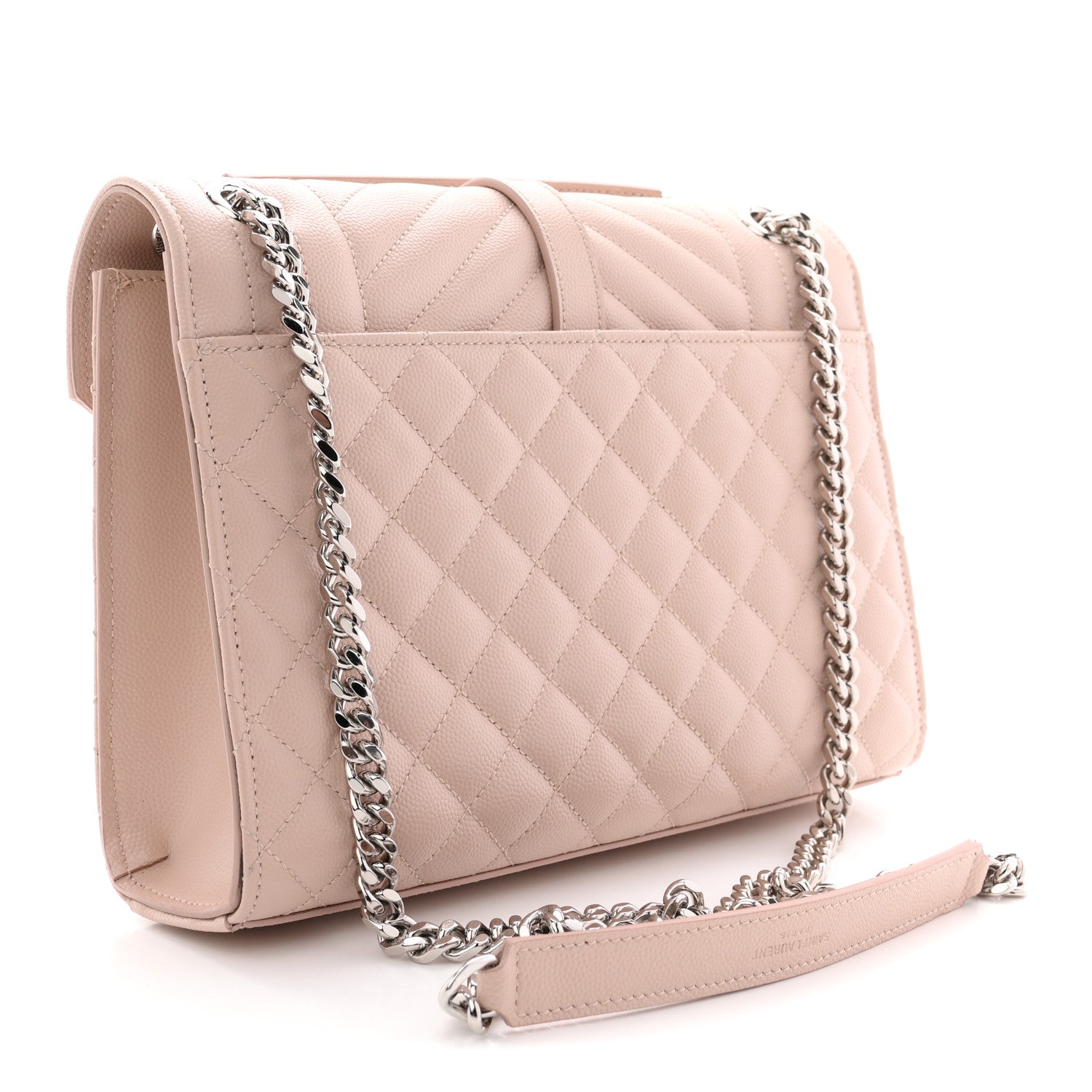 Grain De Poudre Textured Mixed Matelasse Medium Triquilt Monogram Satchel Marble Pink