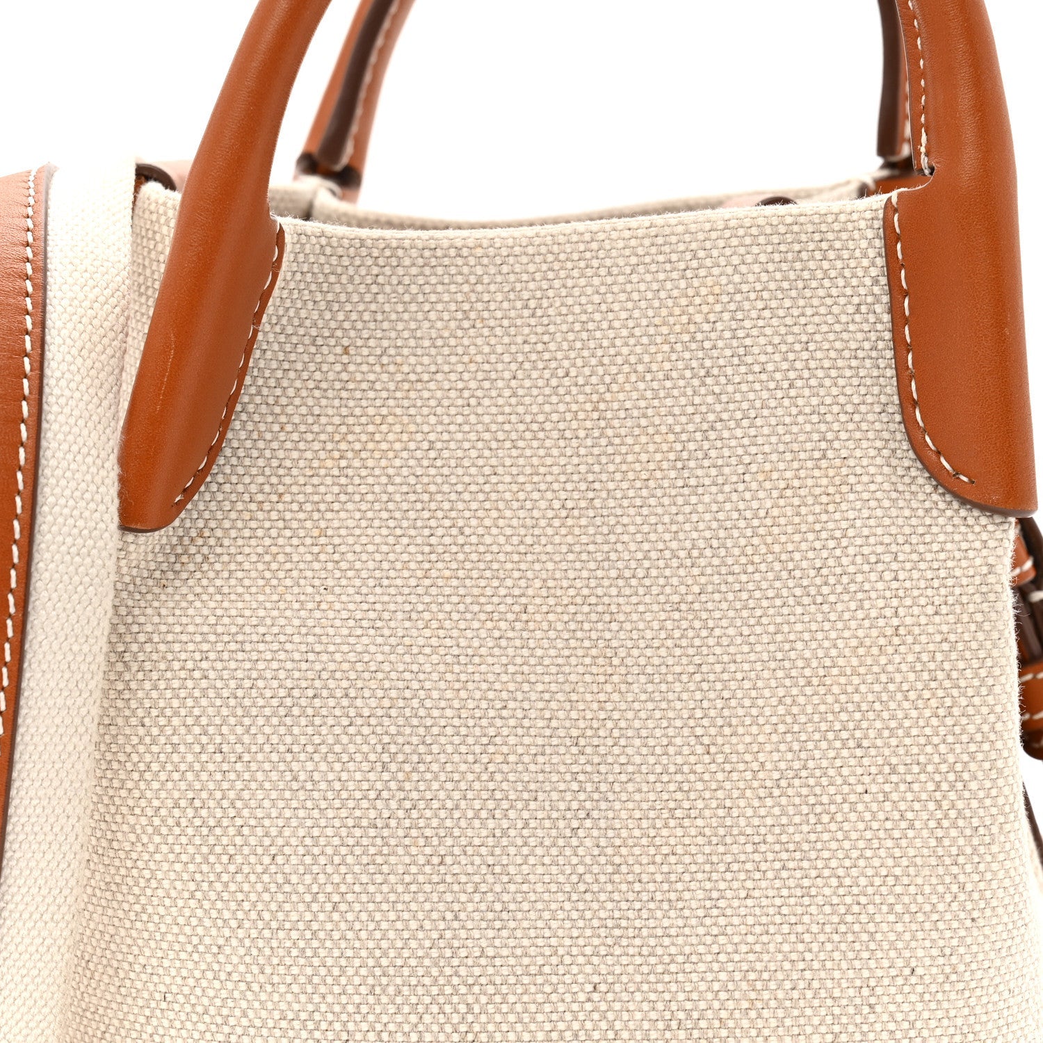 Cotton Linen Calfskin Micro Bale Bag Natural Warm Tan