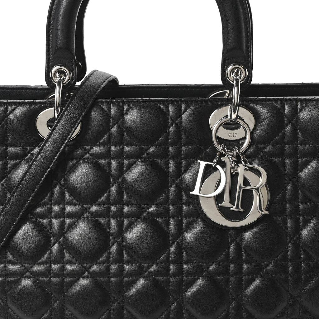 Lambskin Cannage Large Lady Dior Black