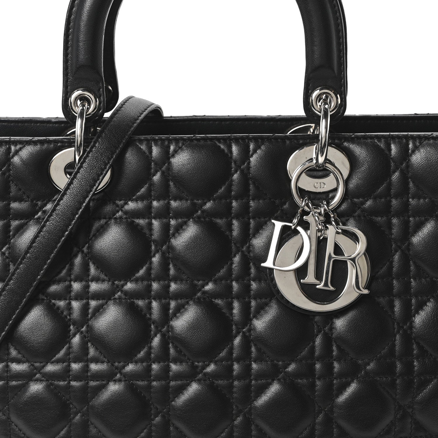 Lambskin Cannage Large Lady Dior Black