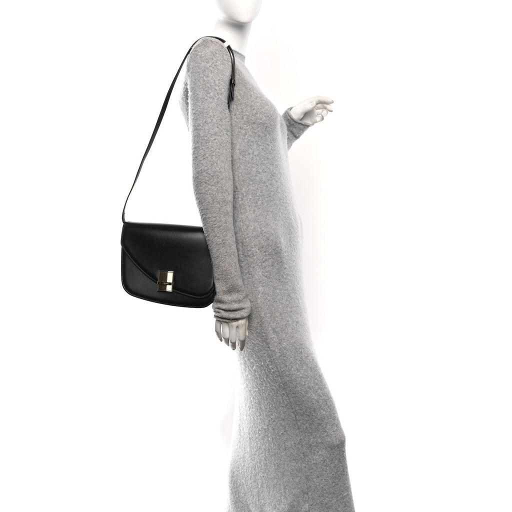Dappled Calfskin Small Fiamma Crossbody Bag  Black