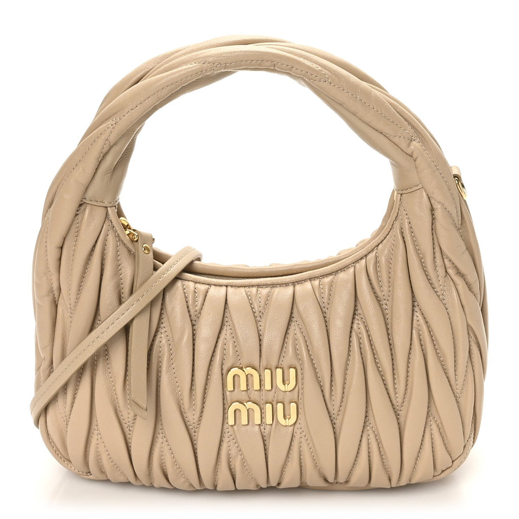 Nappa Matelasse Small Wander Hobo Sabbia