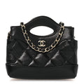 Shiny Lambskin Quilted Micro 31 Clutch With Chain Black
