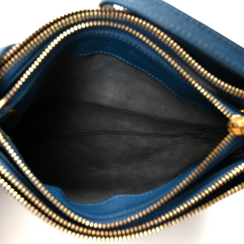 Goatskin Small Trio Crossbody Bag Blue