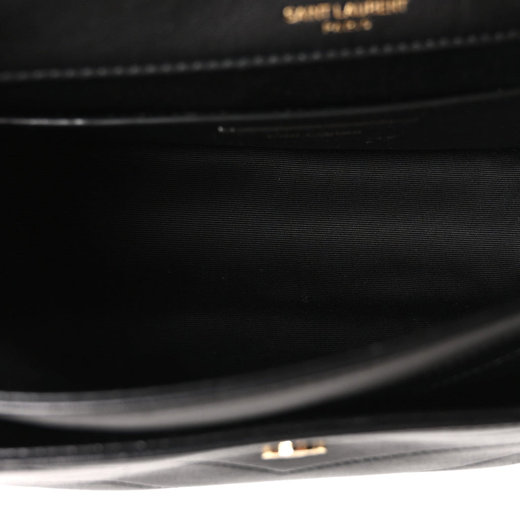 Lambskin Matelasse Monogram Baby Niki Chain Satchel Black