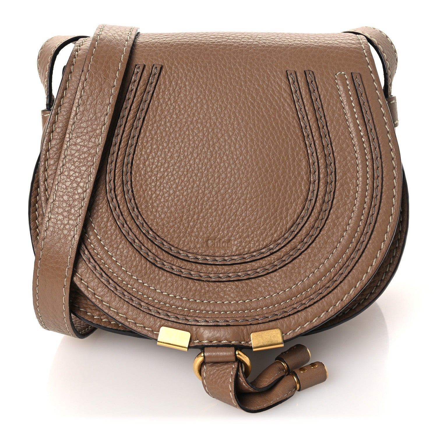 Calfskin Mini Marcie Round Crossbody Bag Nut