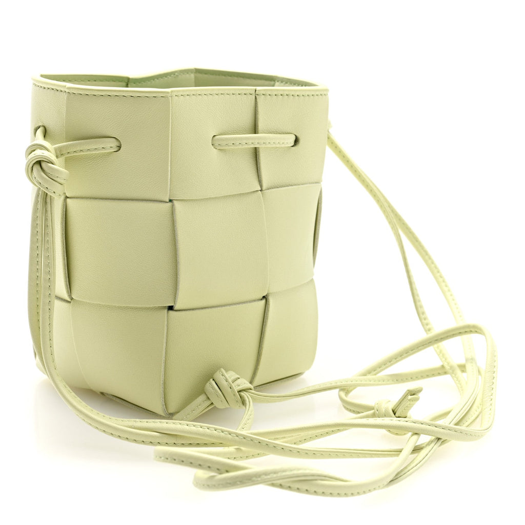 Nappa Maxi Intrecciato Mini Cassette Bucket Bag Lemon Washed