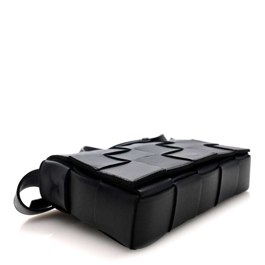 Lambskin Maxi Intreccio Small Cassette Crossbody Bag Black